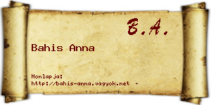Bahis Anna névjegykártya